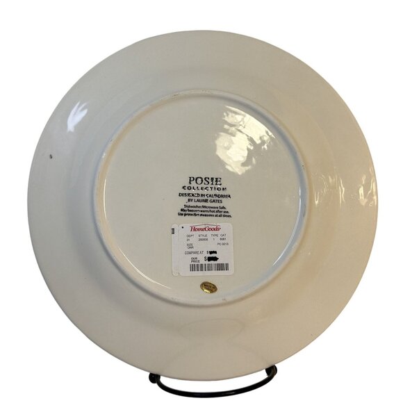 NWT Laurie Gates Purple Posie Collection Set-2 Dinner Plates 11" HARD TO FIND - Picture 3 of 8